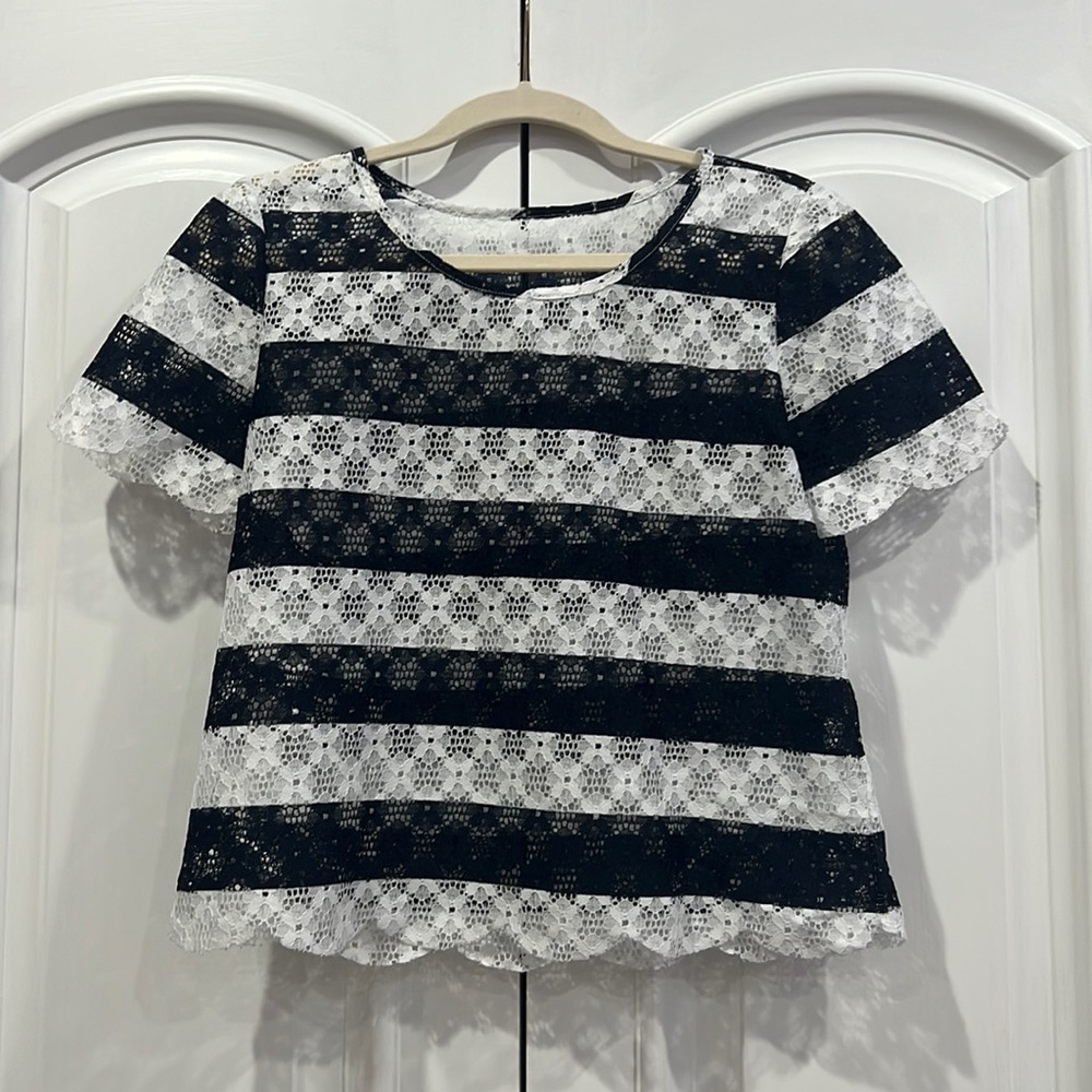 BCBGeneration Blue/White Lace blouse size- S